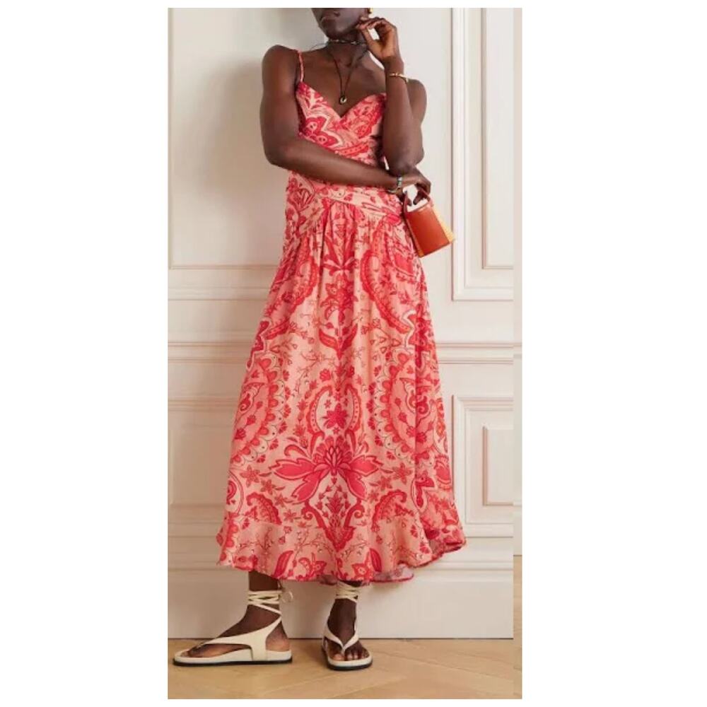 Farm Rio Red Jaipur Crossover Maxi Dress Size Small - Picture 14 of 15